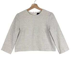 United Arrows Blouse Shirt top 3/4 sleeve Metalic Size‎ 36 White Zipped back